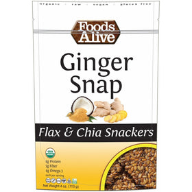 Foods Alive Ginger Snap Flax and Chia Snackers, 4 Ounce