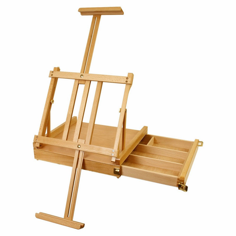 US Art Supply La Jolla 36 inch Portable Tabletop Wood Sketchbox Easel With 4-Compartment Wooden Drawer