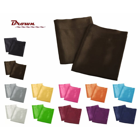 Aiking Home 2 Pieces of Colorful Shiny Satin King Size Pillow Cases, Brown