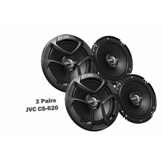 Package In Bulk Box - Two (2) Pairs Of CS-J620 6.5" 300W Car Audio 2-WAY Coaxial Car Speakers System/4 Speakers