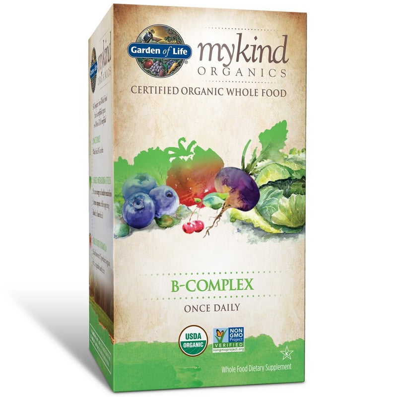 Garden of Life B Complex with Folate - mykind Organic Whole Food Supplement for Metabolism and Energy, 30 Tablets