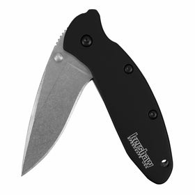 Kershaw Black Scallion (1620SWBLK) Pocket Knife with 2.4 In. Stonewash Blade Delivers Lightweight Carry, Trustworthy Liner Lock and Strong, Scratch Resistant Black Aluminum Handle, 2.3 oz.
