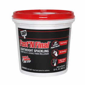 DAP 12142 Fast N Final Interior and Exterior Spackling, 1-Quart Tub