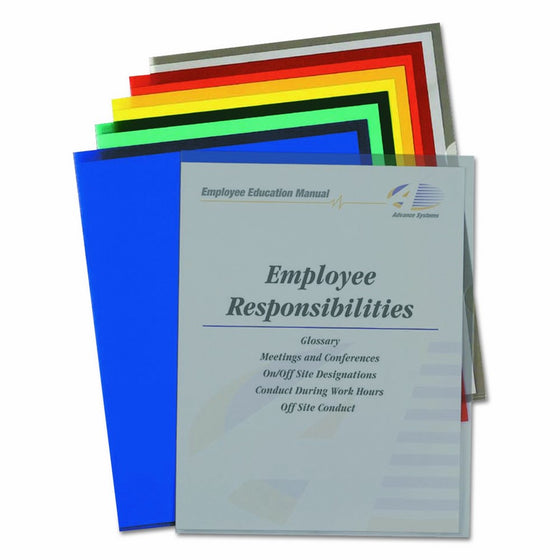 C-Line Colored Project Folders, Heavyweight Poly, Holds Materials up to 8.5 x 11 Inches, Assorted Colors, 25 per Box (62130)