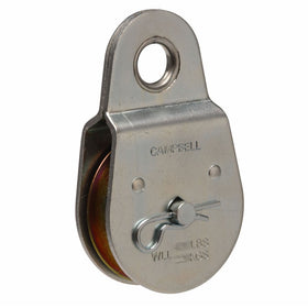 Campbell T7550402 Steel Heavy Duty Single Sheave Rigid Eye Pulley, Zinc Plated, 2" Sheave Diameter, 3/8" Rope, 480 lbs Load Capacity