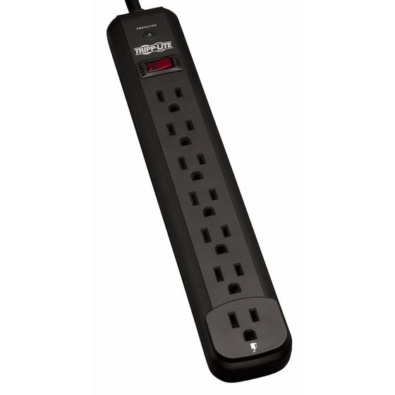 Tripp Lite 7 Outlet Surge Protector Power Strip, Extra Long 12ft Cord, Black, & $25,000 INSURANCE (TLP712B)