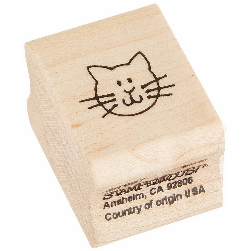 STAMPENDOUS Mounted Rubber Stamp 3/4"X1"-Cat Face