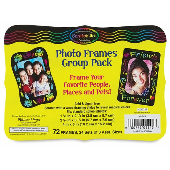 Melissa & Doug Scratch Art Photo Frames: Classroom Pack - 72 Frames in 3 Sizes