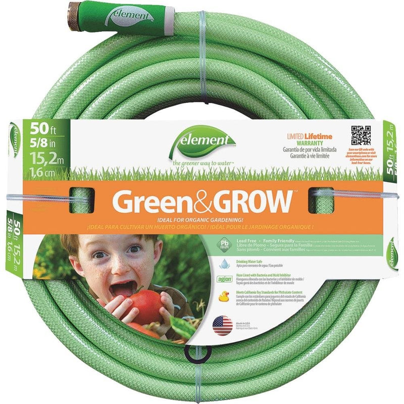 Swan Products Element ELGG58050 Green/Grow Lead-Free, Drinking Water Safe Garden Hose 50 ft, 5/8" diameter, Green