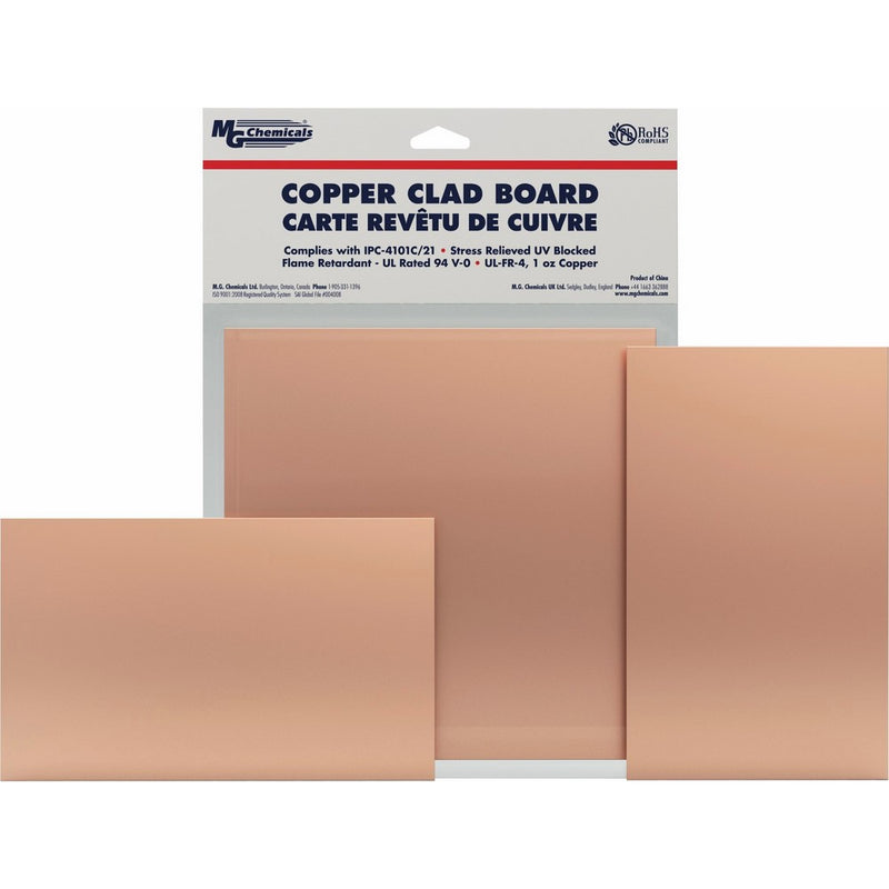 MG Chemicals Copper Clad Board, Double Sided, 6" x 6", 1 oz Copper, 1/16" Thick, FR4