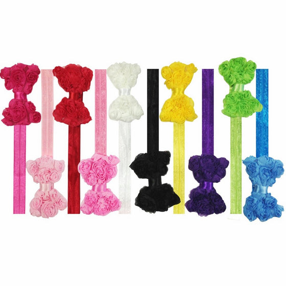 Kella Milla Set of 10 Assorted Chiffon Rosette Bow Baby Headbands