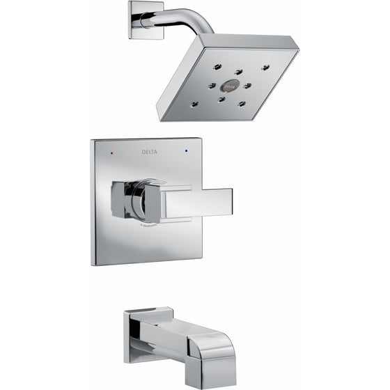 Delta T14467 Ara 14 Series Single-Function Tub and Shower Trim Kit with Single-Spray H2Okinetic Shower Head, Chrome (Valve Not Included)
