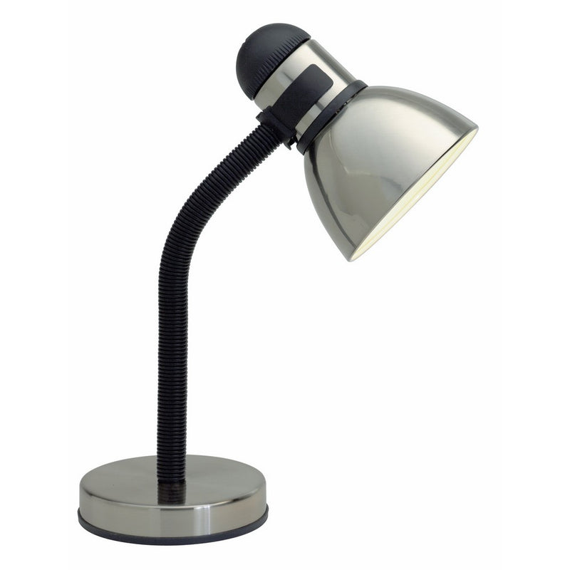 Satco 57/055 Gooseneck Desk Lamp with 13-watt GU24 2700K Mini Spiral, Steel/Black