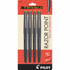 Pilot Razor Point Marker Stick Pens, Ultra Fine Point, Black Ink, 4-Pack (11044)