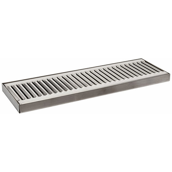 ACU Precision Sheet Metal 0100-15 Surface Mount Drip Tray, No Drain, Stainless Steel, # 4 Brushed Finish, 5" x 15" x 3/4", Silver