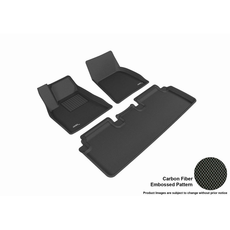 3D MAXpider Complete Set Custom Fit All-Weather Floor Mat for Select Tesla Model S Models - Kagu Rubber (Black)