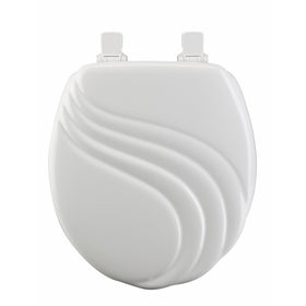Mayfair Swirl Sculptured Molded Wood Toilet Seat Featuring Easy Clean & Change Hinges and STA-TITE Seat Fastening System, Round, White, 27ECA 000