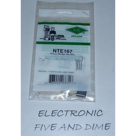 NTE Electronics NTE167 Single Phase Bridge Rectifier Diode, 200V, 2 Amp, SIP