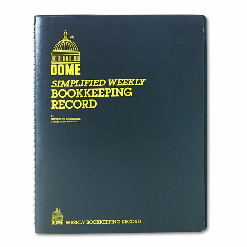 Dome DOM600 Bookkeeping Record Book Weekly 128 Pages 9 x 11 Inches, Brown