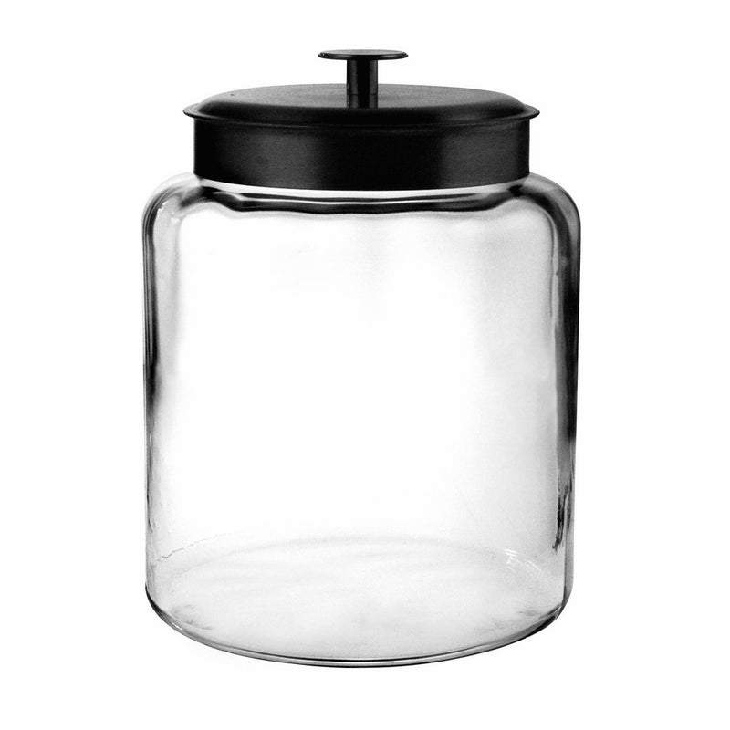 Anchor Hocking Montana Glass Jar with Fresh Sealed Lid, Black Metal, 2 Gallon
