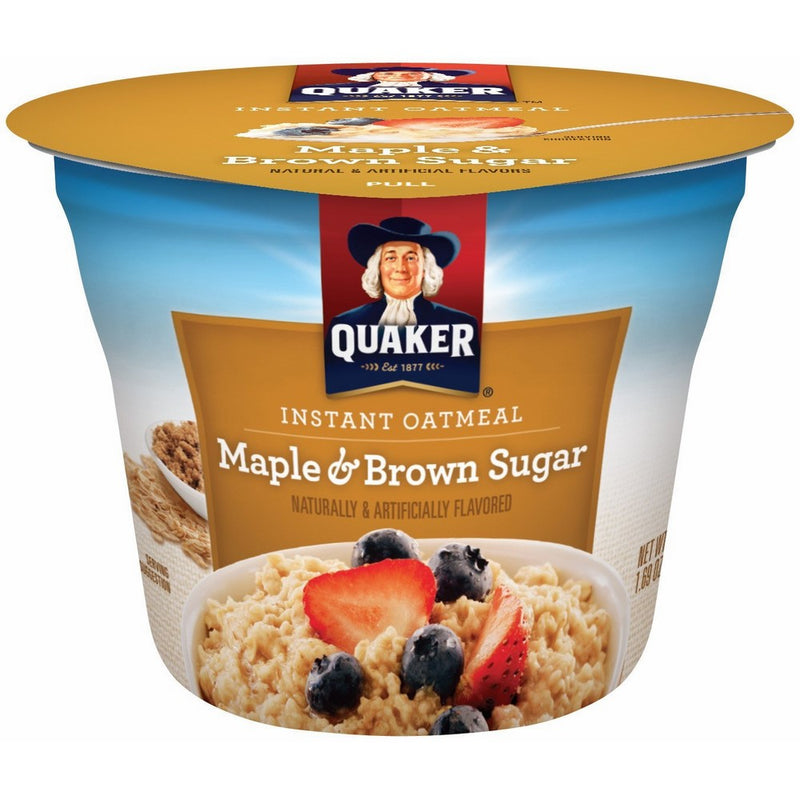 Quaker Instant Oatmeal Express Cups, Maple Brown Sugar, Breakfast Cereal, 1.69 oz Cups (Pack of 12)