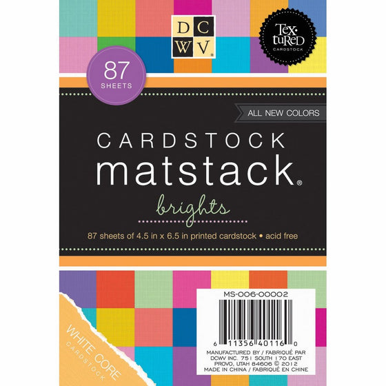 DCWV Cardstock Stack, Match Makers Brights, 87 Sheets, 4-1/2 x 6-1/2 inches