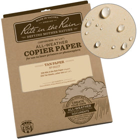 Rite in the Rain Weatherproof Copier Paper, 8 1/2" x 11", 20# Tan, 200 Sheet Pack (No. 9511T)