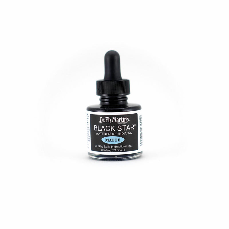 Dr. Ph. Martin's 400034-XXX Black Star India Ink, 1.0 oz, Black, Matte