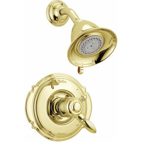 Delta T17255-PB Victorian 17 Series Dual-Function Shower Trim Kit with 2-Spray Touch Clean Shower Head, Polished Brass (Valve Not Included)