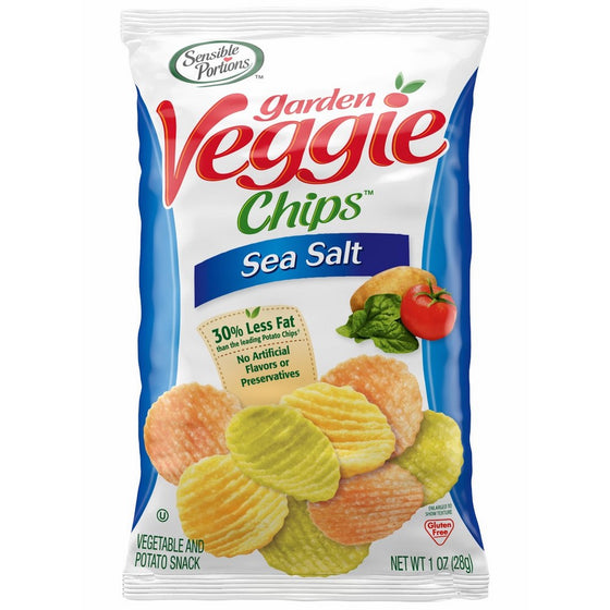 Sensible Portions Garden Veggie Chips, Sea Salt, 1 oz. Bag, (Pack of 24)