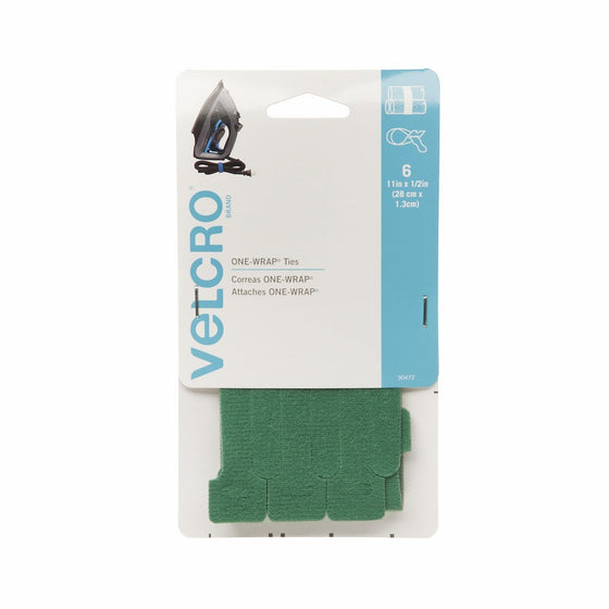 VELCRO Brand 90472 - ONE-WRAP For Cables, Wires & Cords - 11" x 1/2" Ties 6 Ct. - Green