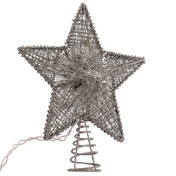 Kurt Adler 10-Inch Silver Star Treetop with 10 Mini UL Lights