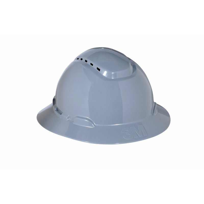 3M Full Brim Hard Hat H-808V, 4-Point Ratchet Suspension, Vented, Gray