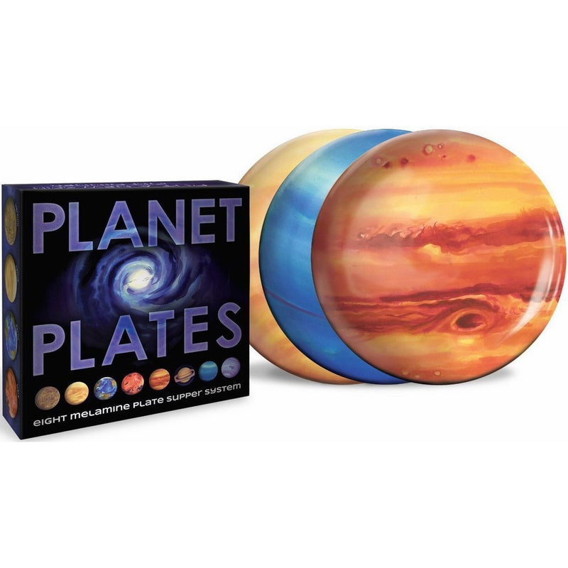 Planet Plates Set - Eight 10 Inch Melamine Astronomy Dinner Plates