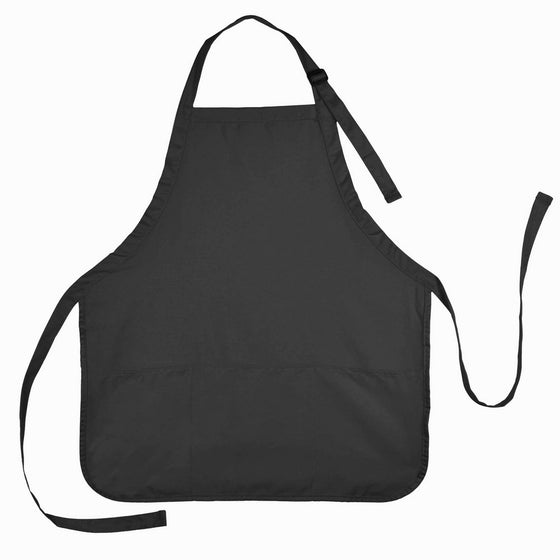 Apron Commercial Restaurant Home Bib Spun Poly Cotton Kitchen Aprons (3 Pockets) in Black