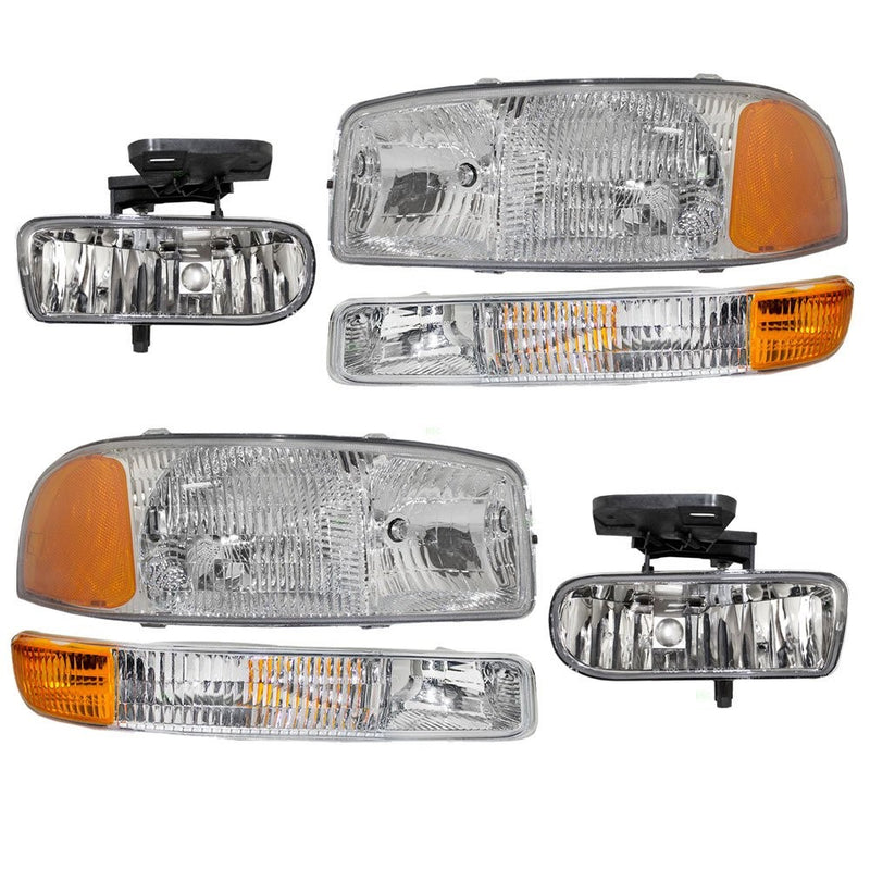 6 Piece Set of Headlights Signal Marker Lamps & Fog Lights Replacement for GMC Pickup Truck 10385054 10385055