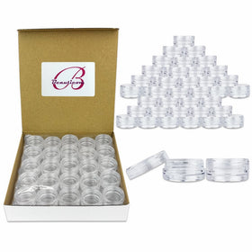 Beauticom 50 Piece 3g/3ml Professional Quality Round Clear Jars with Lids for Cosmetics, Lotion, Creams, Make Up, Beads, Charms, Rhinestones, Accessories and Much More! (Clear Lid)