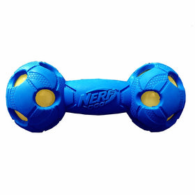 Nerf Dog Medium LED Bash Barbell Light-Up Blue Dog Toy