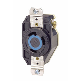 Leviton 2620 30 Amp, 250 Volt, Flush Mounting Locking Receptacle, Industrial Grade, Grounding, V-0-MAX, Black