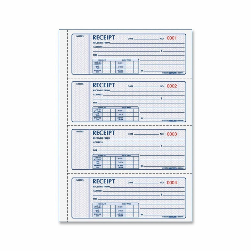REDIFORM Money Receipt Books Black Print Carbonless, Duplicate, 400 Sets per Book (8L816)
