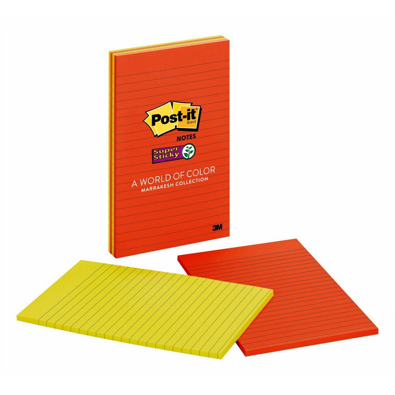 Post-it Super Sticky Notes, 5 in x 8 in, Marrakesh Collection, Lined, 2 Pads/Pack (5845-SSAN)