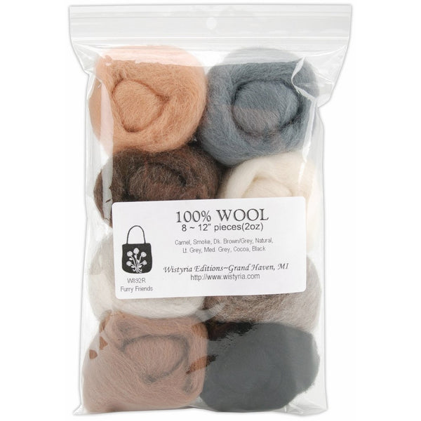 12" Wool Roving 8-Pack: Furry Friends (2oz)