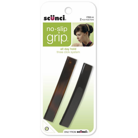 Scunci No-Slip Grip Auto Clasp Barrettes, Colors May Vary 2 ea