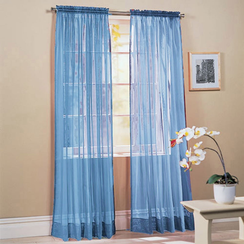 2 Piece Solid Sky Blue Sheer Window Curtains/drape/panels/treatment 58"w X 84"l