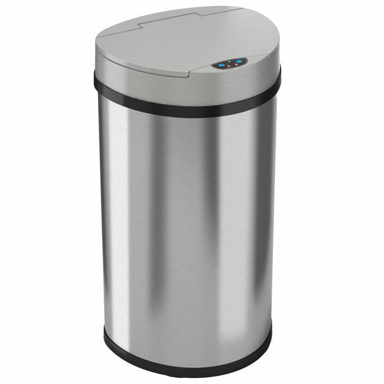 iTouchless 13 Gallon Automatic Touchless Kitchen Trash Can – Semi-Round Stainless Steel Can with Extra-Wide Opening