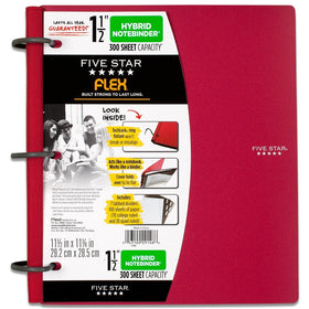 Five Star Flex Hybrid Notebinder, 1-1/2 Inch Binder, Notebook and Binder All-in-One, Red (72399)