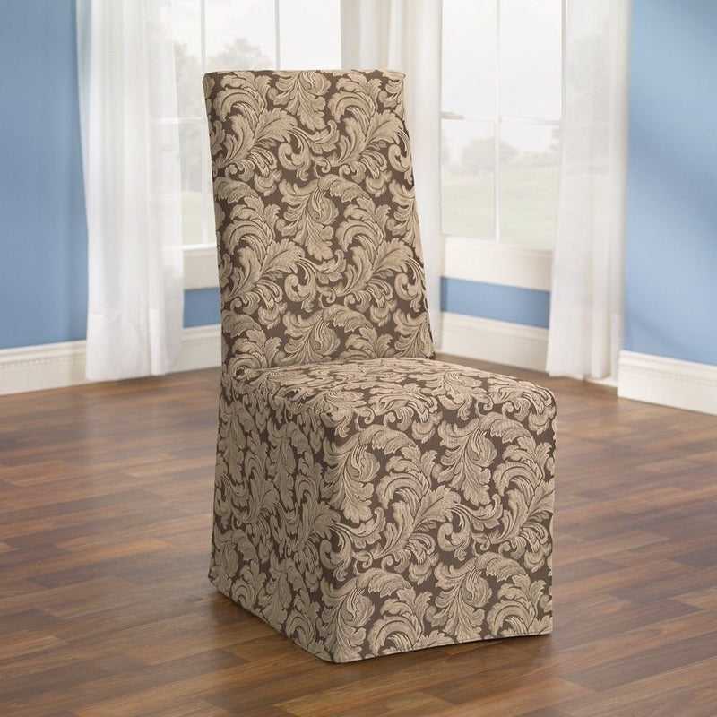 Sure Fit Scroll  - Dining Room Chair Slipcover  - Brown (SF36211)