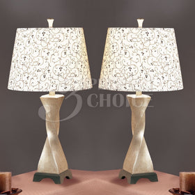 Poundex PDEX-F5282 Contemporary White Metal Finish Table Lamps, Set of 2