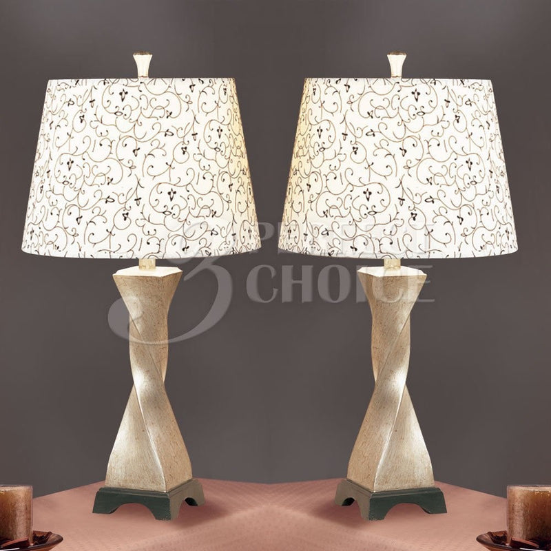 Poundex PDEX-F5282 Contemporary White Metal Finish Table Lamps, Set of 2