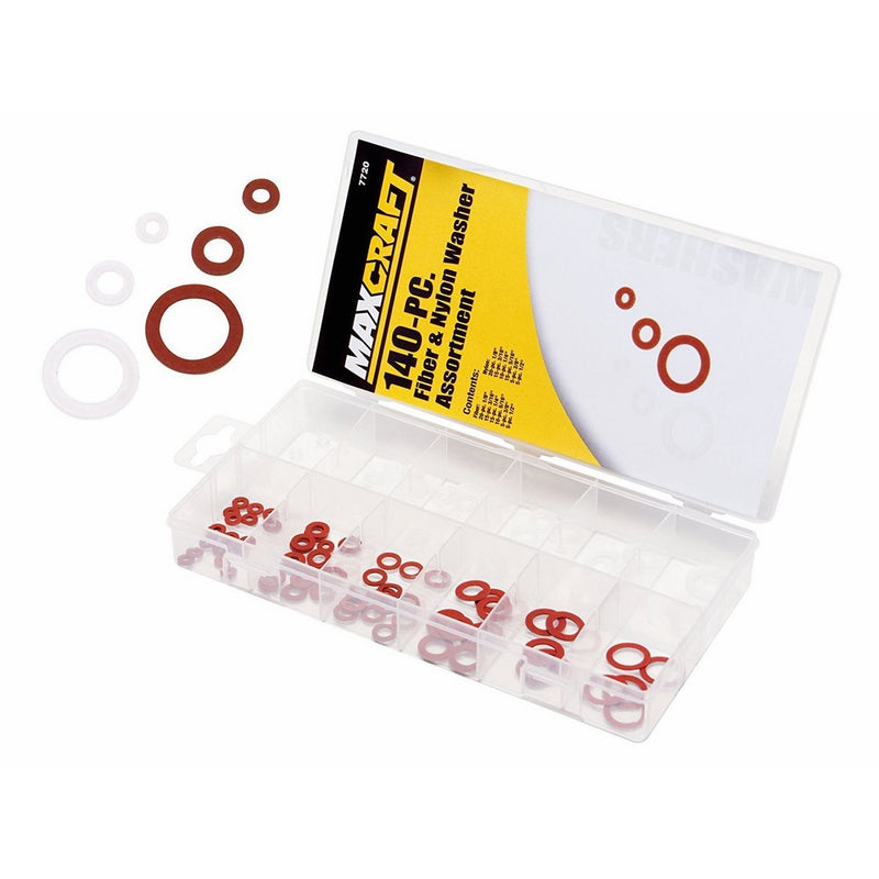 Maxcraft 7720 Fiber and Nylon Washer Assortment, 140-Piece